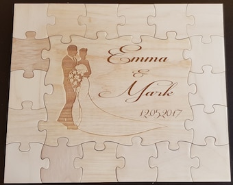 Wedding Jigsw Guest Books Puzzle Personalized - Wooden 18,28,36,42,44,58,68,78 pieces