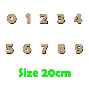 20cm Wooden Number MDF 3mm Craft, Signs, Home Decoration, Preschool Learning, Birthday Numbers