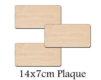 Placa de madera contrachapada de abedul en blanco para manualidades, forma rectangular de madera de 14 x 7 cm, juego de 3, pirograbado