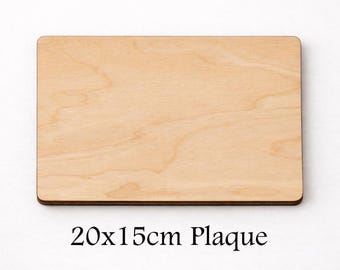Rectángulo de madera en blanco para manualidades, 20 x 15 cm / 3 mm de contrachapado de abedul / Forma de madera cortada con láser