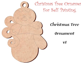 Wooden Christmas Bauble MDF Shape Xmas Tree Ornament Craft v1 - 10, 15 or 20cm