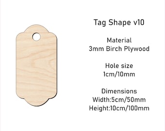 Etiquetas de regalo de madera de 10 x 5 cm: envoltura de regalos, decoraciones de bodas, suministros para manualidades para cualquier proyecto de bricolaje, placas en blanco v10