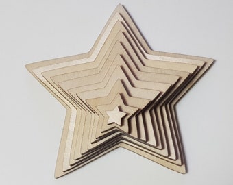 Estrellas de madera de contrachapado de abedul cortadas a láser de 1 a 49 cm para manualidades, proyectos de bricolaje, decoración navideña y scrapbooking.