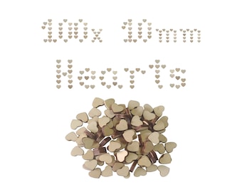 Laser-Cut Birch Plywood Love Heart Shapes 10 mm – Pack of 100 Wooden Hearts for Crafts, Wedding Favors, Scrapbooking
