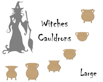 MDF Witches Cauldrons Wooden Shape Large Craft Embellishment Laser Cut Halloween