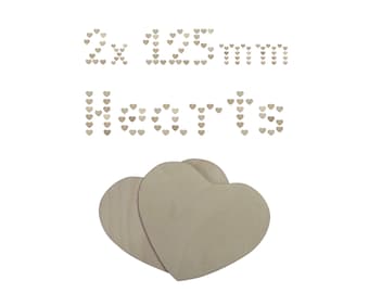 2 × 125 mm Wooden Hearts Shapes – Birch Plywood 3mm Craft Blanks