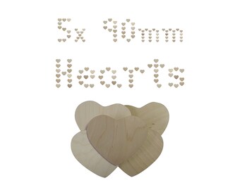 5x 90mm Wooden Hearts Shapes Love - Craft Ply Wood Plaques Valentine