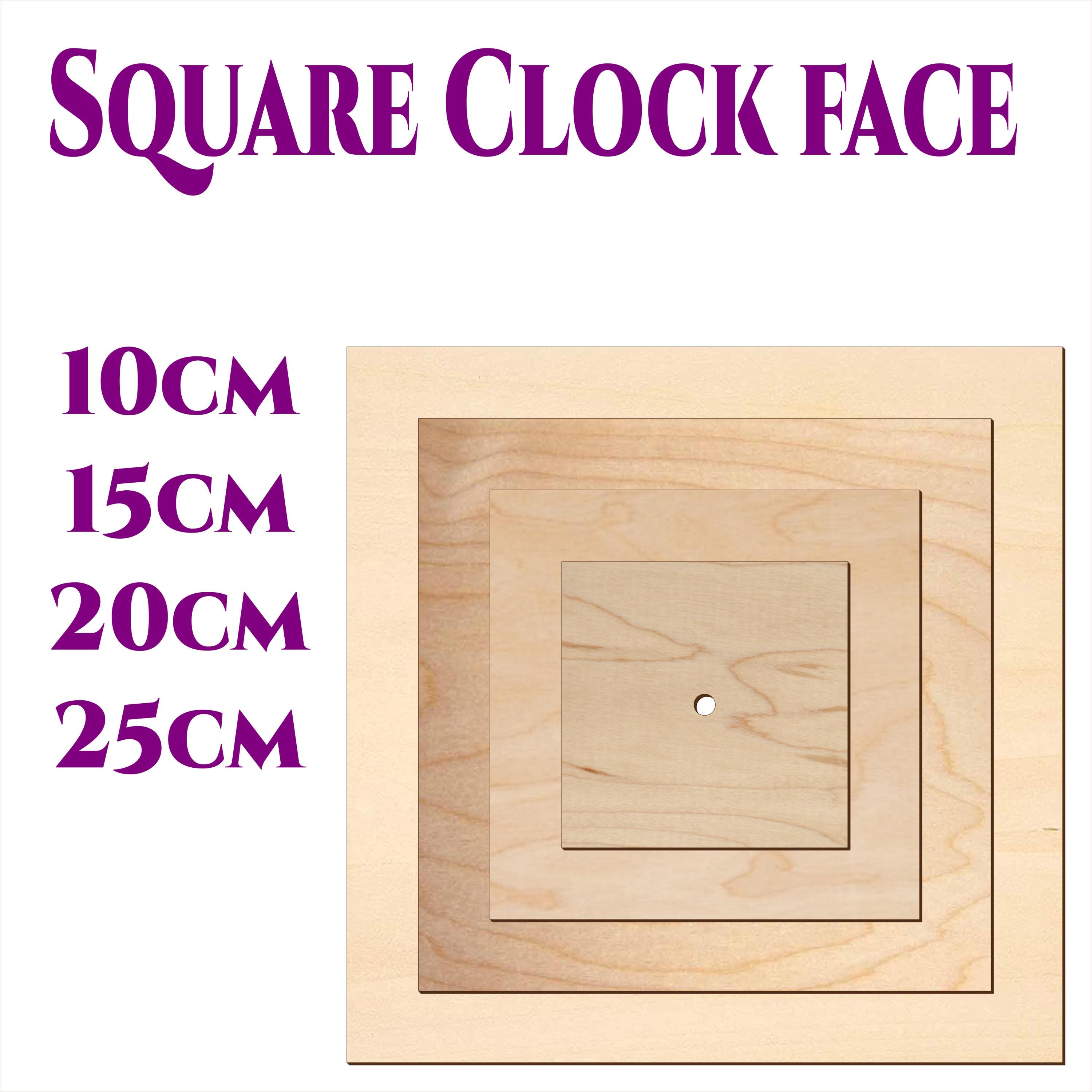 Wooden Wall Square Clock Face Size 10 - 25cm Craft Blanks 8mm Centre ...