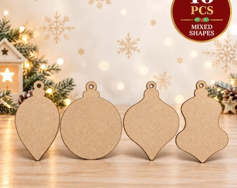 Juego de 10 bases de MDF para adornos navideños – Formas variadas – Decoraciones DIY