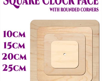 Wooden Wall Square Clock Face Size 10 - 25cm Craft Blanks 8mm Centre Hole made from 3mm Birch Plywood not MDF - Quantity Discount