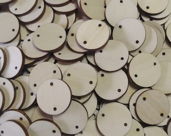 Discos de madera con 2 agujeros: piezas de madera contrachapada de abedul de 3 cm (30 mm), etiquetas DIY, calendarios de cumpleaños y manualidades.