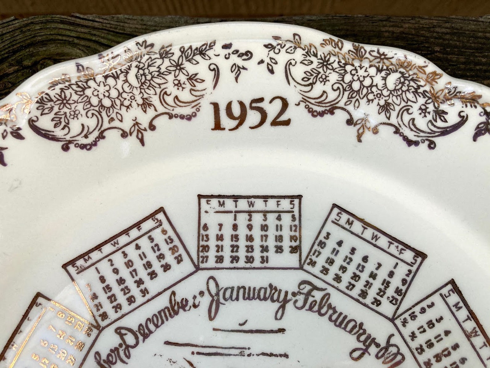 1952 Calendar Plate Etsy