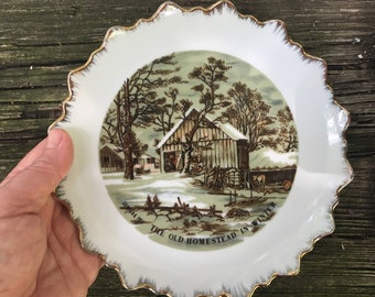 Courier and Ives Collector's Plate The Old Homestead in Winter