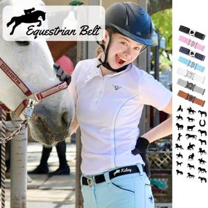 Personalized Horse Belt, Equestrian Belt, Horse gift, Monogram horse belt, horse riding belt, elastic adjustable belt, horse show apparel