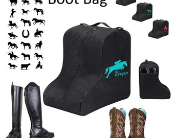 Personalized Horse Boot Bag, Cowgirl Boot Bag, Horse Show Boot Bag, Paddock Boot Bag, Tall Boot Bag, Barn Boot Bag, Horse Name Boot Bag