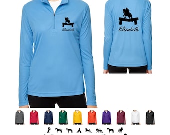 Personalized Ladies Horse Performance Moisture Wicking Quarter-Zip Shirt, Horse Apparel, Equestrian shirt, Horse Shirt, Custom Horse shirt