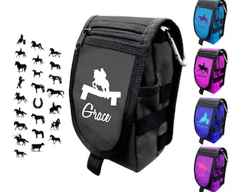 Personalized Saddle Cell Phone Holder, Pommel Bag, Horse Design
