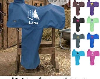 Personalized Western Saddle Cover with Stirrup Protection, Custom Name Horse Show Tack and Awards Cover