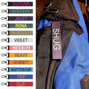 Personalized Horse Blanket Tag, key fob lanyard, bridle halter bag tag, rope bag tag, saddle bag tag, tack tag, horse storage tag, hay tag