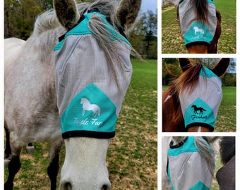 Personalized Horse Fly Mask, Two Tone Soft Mesh Fly Mask With Forelock Hole, Horse Fly Mask, Cob Fly Mask, Pony Fly Mask, Custom Fly Mask
