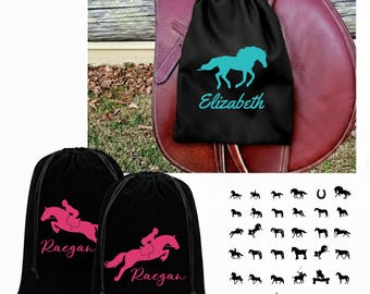 Personalized Saddle Stirrup Covers, Horse Saddle Protector, Name on stirrup covers, English stirrup covers, iron covers, velvet stirrup bag