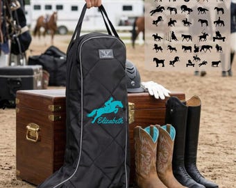 Personalized Equestrian Horse Water Resistant Quilted Boot Bag, Cowgirl Boot Bag, Horse Show Boot Bag, Paddock Tall Boot Bag, Horse Awards