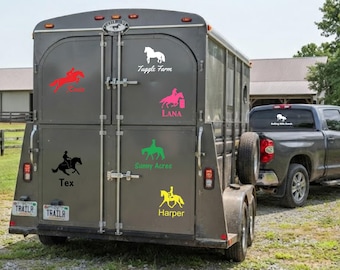 Horse Decal, Horse and Name decal, Adhesive vinyl horse decal, Horse Car Decal, Horse Trailer Decal, Horse Bucket Decal