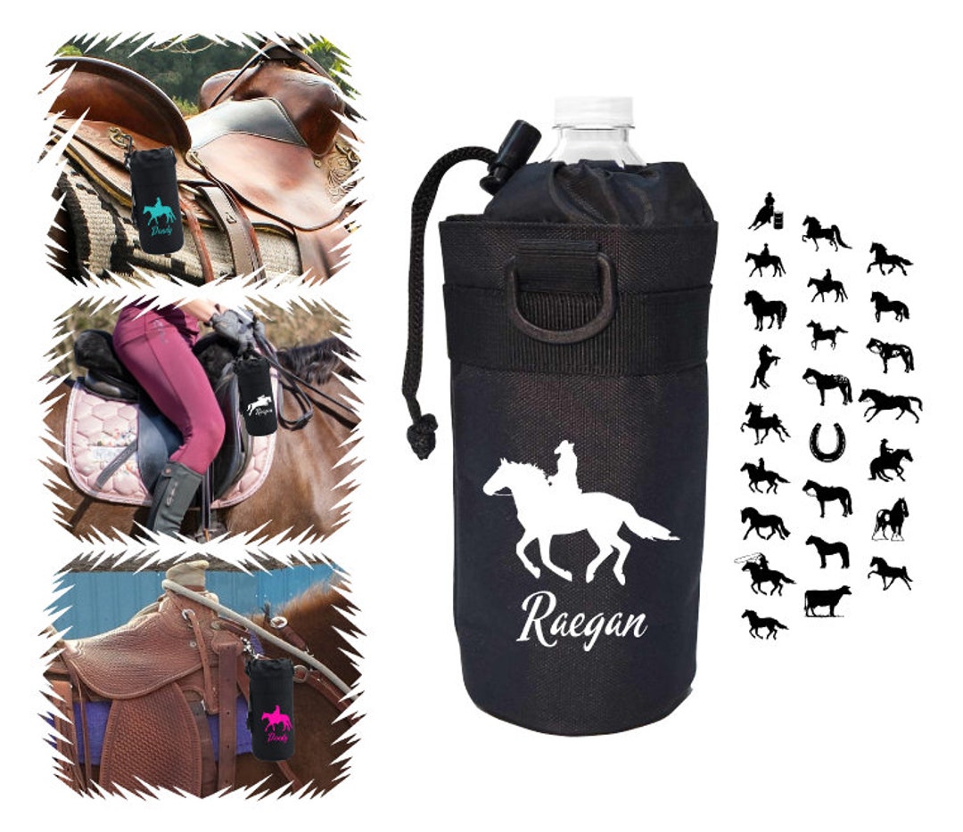 Personalized Horse Saddle Water Bottle Holder, Custom Horse Bottle Holder, English Saddle Bottle