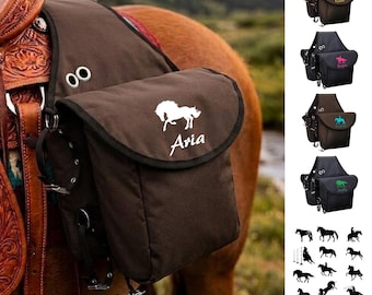 Personalized Horse Insulated Saddle Bag, Custom Saddle Bag, Name on Saddle Bag, Saddle Storage Bag for Cell Phone Water Bottle, Horse Awards