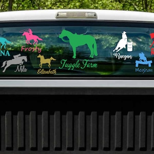 Horse Decal, Horse and Name decal, Adhesive vinyl horse decal, Horse Car Decal, Horse Trailer Decal, Horse Bucket Decal