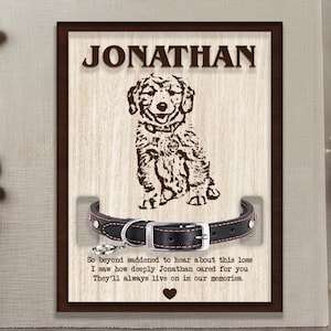 Dog Memorial Wood Frame With Collar Holder, Memorial Pet Collar Sign, Dog Memorial Gifts, Memorial Pet Collar Sign, Dog Memorial Wood Frame.