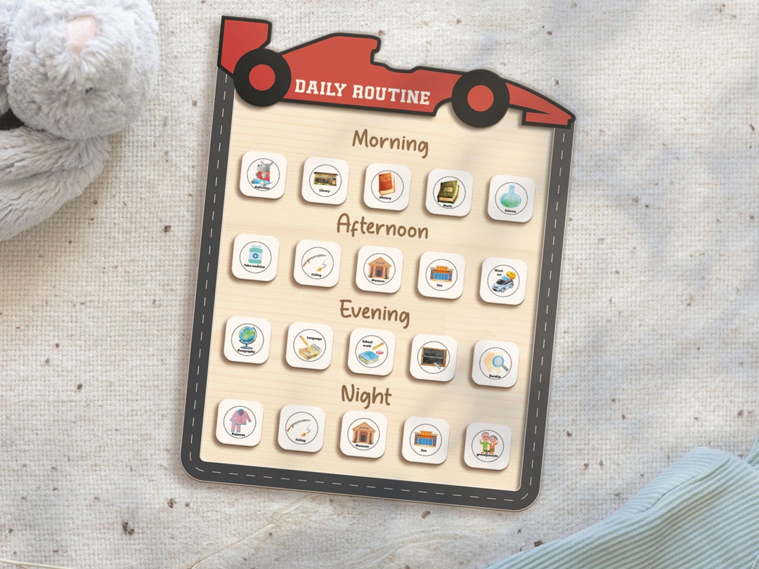Personalized Wooden Daily Routine Chart, Visual Schedule, Kids Chore ...