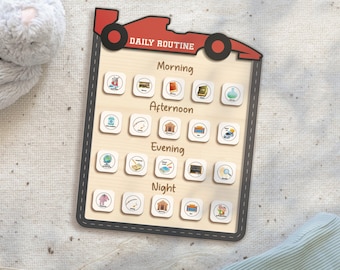 Personalized Wooden Daily Routine Chart, Visual Schedule, Kids Chore Chart, Daily Tasks, Daily Responsibility Board, Daily Rhythm Cards