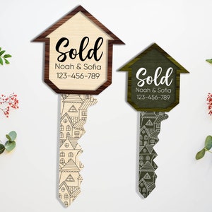Personalized Real Estate Key, Sold Wood House Key, Sold Sign, Realtor Wood Key Sign, Real Estate Agent Key, Realty Estate Closing Gift