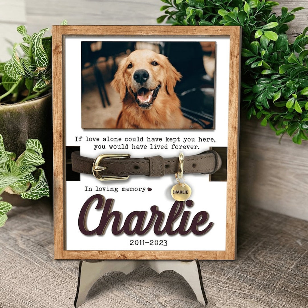 Memorial Pet Collar Sign, Dog Memorial Wood Frame With Collar Holder ...