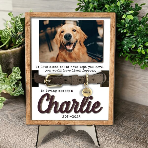 Memorial Pet Collar Sign, Dog Memorial Wood Frame With Collar Holder, Dog Memorial Gifts,Pet Loss Gifts,Pet Sympathy Gift