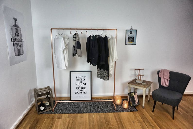 Loft Klassik Upcycle Kupfer Kupferrohr Kleiderstange