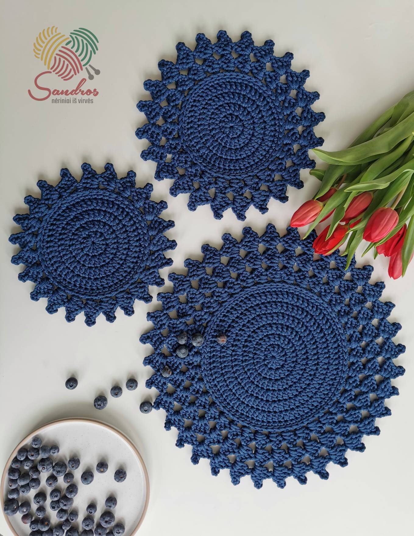 Blue Coasters/table Mats Set for Dinner Plate and Cup Round Etsy UK
