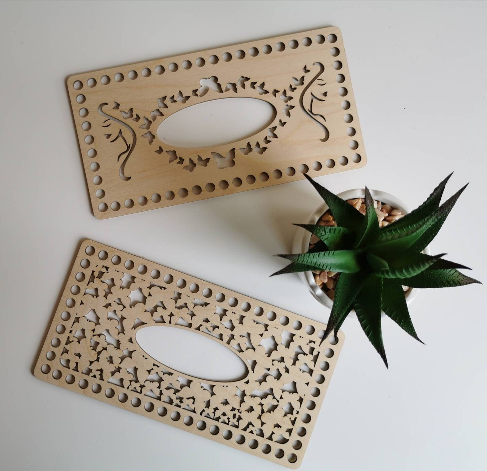 2 psc rechteckige Schachtel für Servietten Set aus Holzboden | Etsy