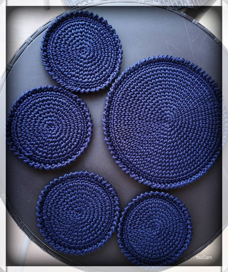 Dark blue color coasters/table mats for dinner plate Round Etsy