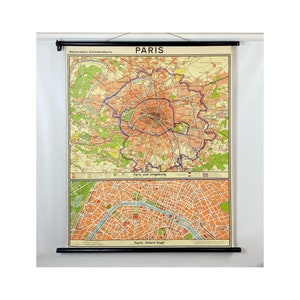 Mappa murale della scuola di Parigi, vintage anni '60