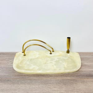 Bandeja de cartas de mármol Art Déco porta bolígrafos vintage