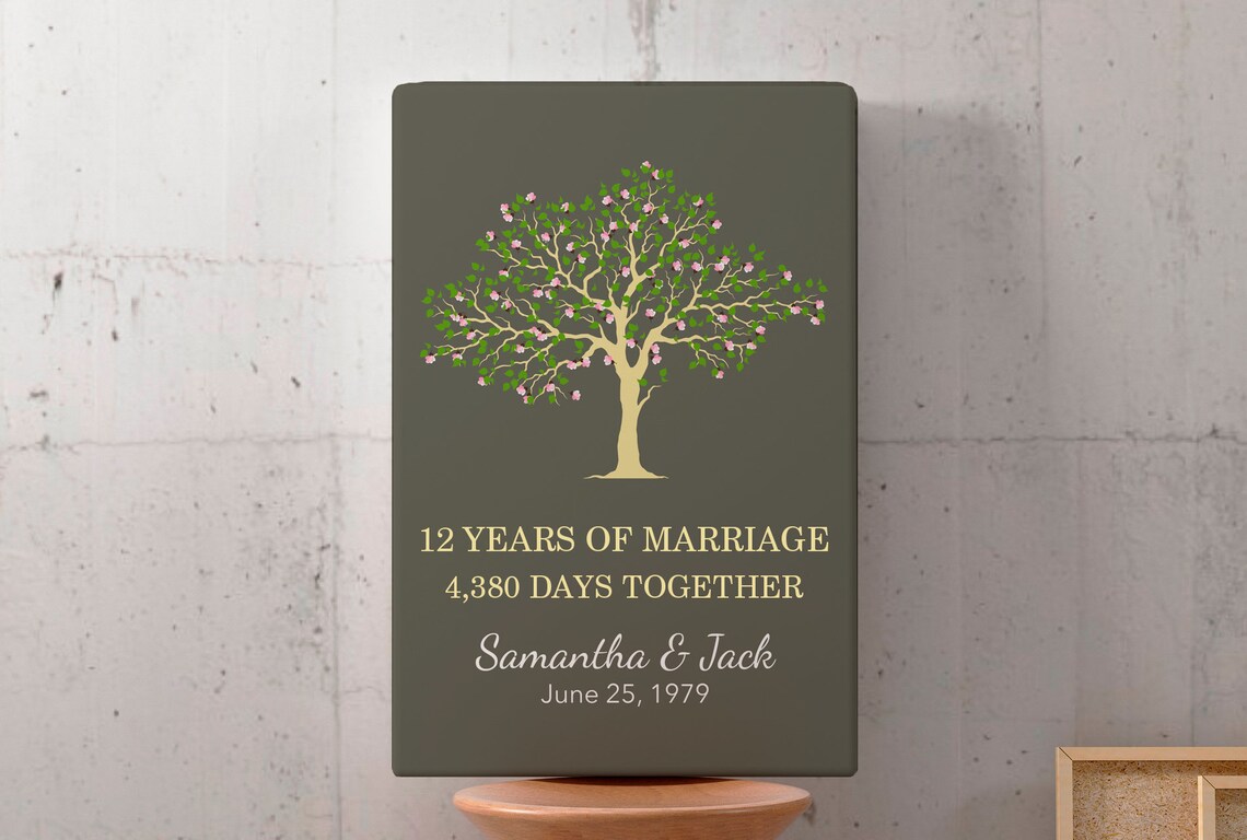 12 Year Anniversary Gifts for Parents 12th Wedding Etsy