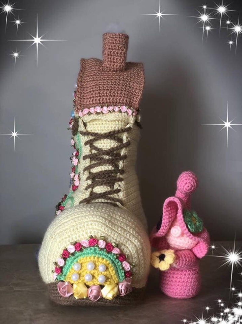 Crochet amigurumi toy, crochet pattern, Fairy House Boot and the Flower Wee Watcer image 2