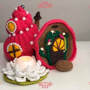 Crochet seashell fairy house, amigurumi seashell, fairy house seashell, seashell crochet pattern