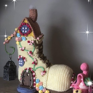 Crochet amigurumi toy, crochet pattern, Fairy House Boot and the Flower Wee Watcer image 1