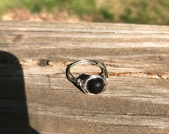 Black and Silver Wire Wrap Ring