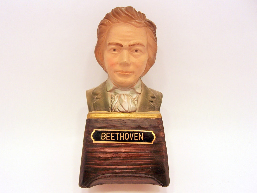 Beethoven Head Bust Music Box Fur Elise Vintage 70s Enseco Collectible