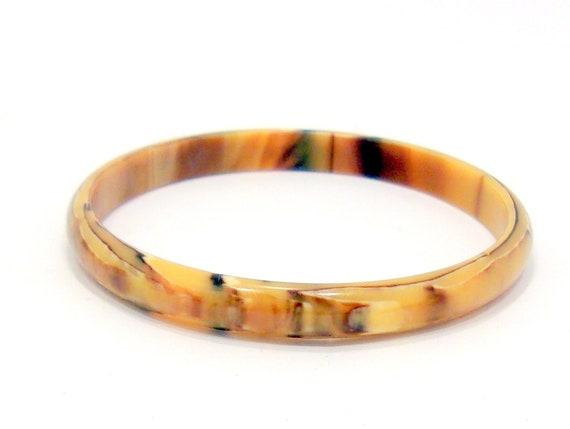 Swirl Lucite Bangle Bracelet - Caramel and Chocol… - image 2