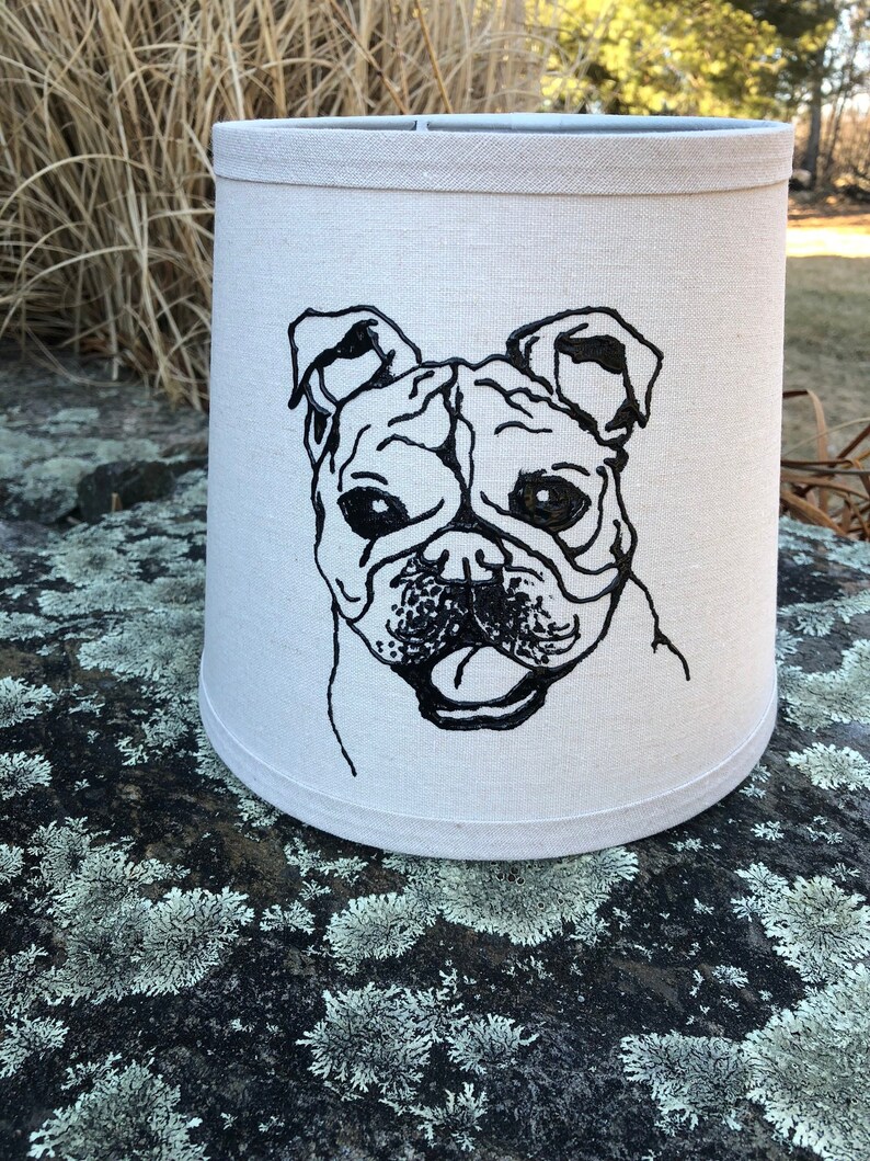 Hand Painted Bulldog Lamp Shade